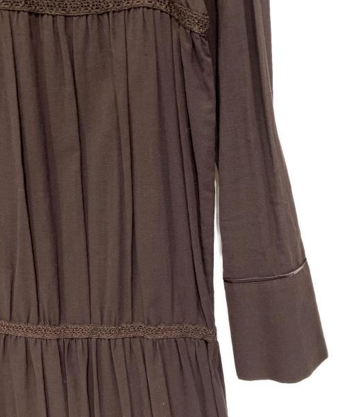 RIM.ARK（リムアーク）RIM.ARK (リムアーク) コットンシルクジャガードワンピース ブラウン サイズ:38の古着・服飾アイテム