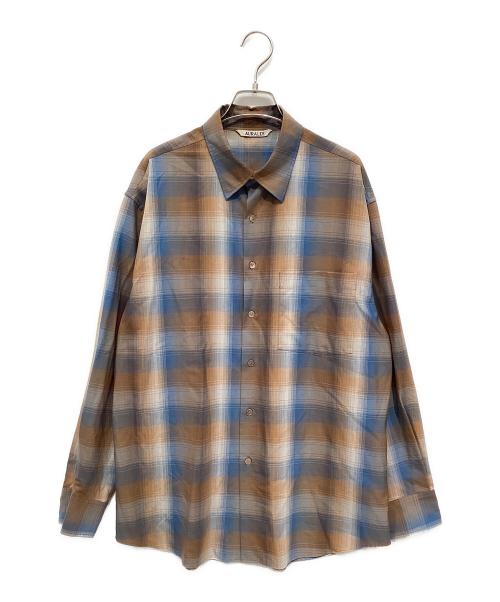 AURALEE（オーラリー）AURALEE (オーラリー) 長袖シャツ ブラウン×ブルー サイズ:4の古着・服飾アイテム