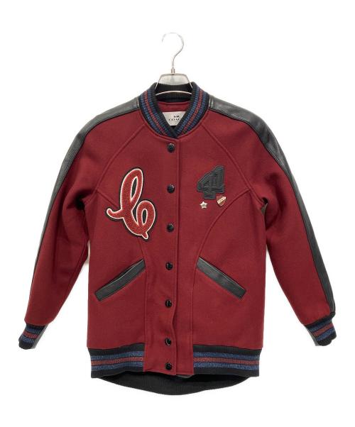 COACH（コーチ）COACH (コーチ) レザー切替スタジャン ボルドー×ブラック サイズ:XSの古着・服飾アイテム