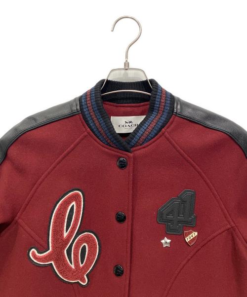 COACH（コーチ）COACH (コーチ) レザー切替スタジャン ボルドー×ブラック サイズ:XSの古着・服飾アイテム