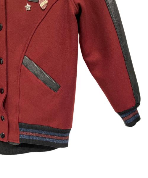 COACH（コーチ）COACH (コーチ) レザー切替スタジャン ボルドー×ブラック サイズ:XSの古着・服飾アイテム