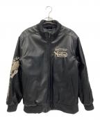 Nortonノートン）の古着「MAXデザイン衿スタンドリブPU中綿ジャケット」｜ブラック