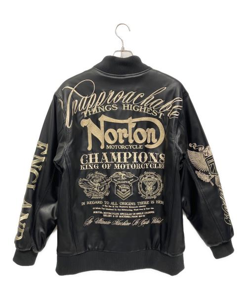 Norton（ノートン）Norton (ノートン) MAXデザイン衿スタンドリブPU中綿ジャケット ブラック サイズ:XLの古着・服飾アイテム