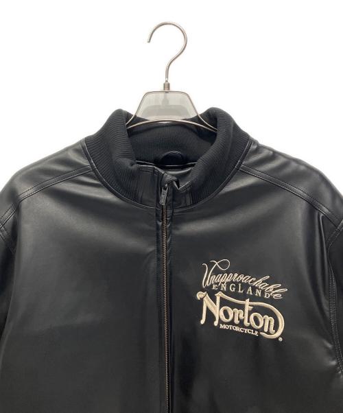 Norton（ノートン）Norton (ノートン) MAXデザイン衿スタンドリブPU中綿ジャケット ブラック サイズ:XLの古着・服飾アイテム