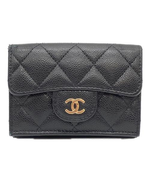 CHANEL（シャネル）CHANEL (シャネル) クラシックスモールフラップウォレット 3つ折り財布 ブラックの古着・服飾アイテム