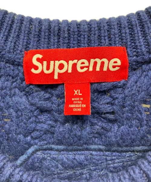 SUPREME（シュプリーム）SUPREME (シュプリーム) Applique Cable Knit Sweater 2023AW ネイビー サイズ:XLの古着・服飾アイテム