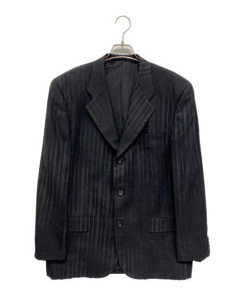 COMME des GARCONS HOMME（コムデギャルソン オム）COMME des GARCONS HOMME (コムデギャルソン オム) ムラ染めストライプレーヨンジャケット 98AW・田中期・田中オム ブラック サイズ:Mの古着・服飾アイテム