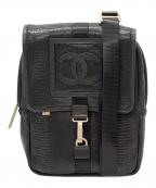 CHANELシャネル）の古着「リザード型押しショルダーバッグ」｜ブラック
