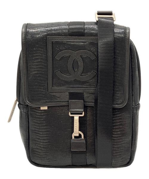 CHANEL（シャネル）CHANEL (シャネル) リザード型押しショルダーバッグ ブラックの古着・服飾アイテム