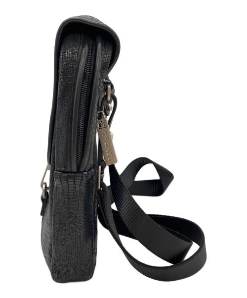 CHANEL（シャネル）CHANEL (シャネル) リザード型押しショルダーバッグ ブラックの古着・服飾アイテム