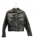 VANSONバンソン）の古着「シングルライダースジャケット」｜ブラック