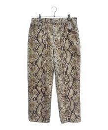 stussy（ステューシー）の古着「ウォッシュドキャンバスビッグデニム」｜イエロー×ブラウン