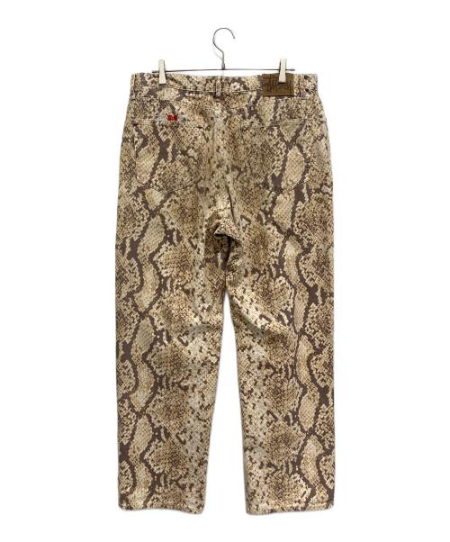 stussy（ステューシー）stussy (ステューシー) ウォッシュドキャンバスビッグデニム イエロー×ブラウン サイズ:34の古着・服飾アイテム