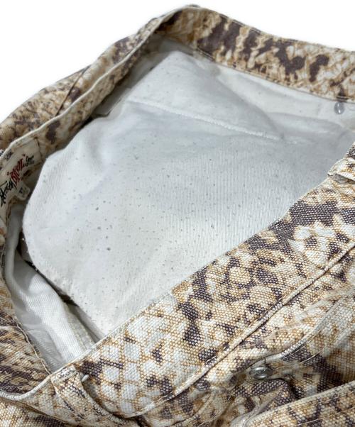 stussy（ステューシー）stussy (ステューシー) ウォッシュドキャンバスビッグデニム イエロー×ブラウン サイズ:34の古着・服飾アイテム