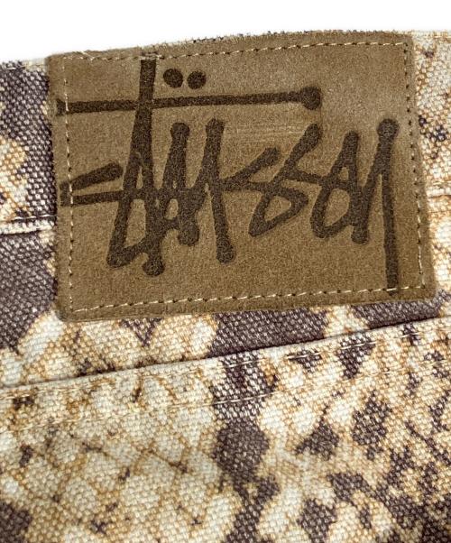stussy（ステューシー）stussy (ステューシー) ウォッシュドキャンバスビッグデニム イエロー×ブラウン サイズ:34の古着・服飾アイテム