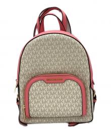 MICHAEL KORS（マイケル・コース）の古着「JAYCEE MD ZIP PKT BACKPACK」｜アイボリー×ピンク