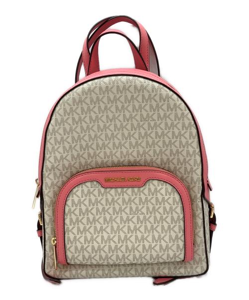 MICHAEL KORS（マイケル・コース）MICHAEL KORS (マイケル・コース) JAYCEE MD ZIP PKT BACKPACK アイボリー×ピンクの古着・服飾アイテム