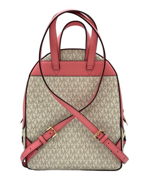 MICHAEL KORS（マイケル・コース）MICHAEL KORS (マイケル・コース) JAYCEE MD ZIP PKT BACKPACK アイボリー×ピンクの古着・服飾アイテム