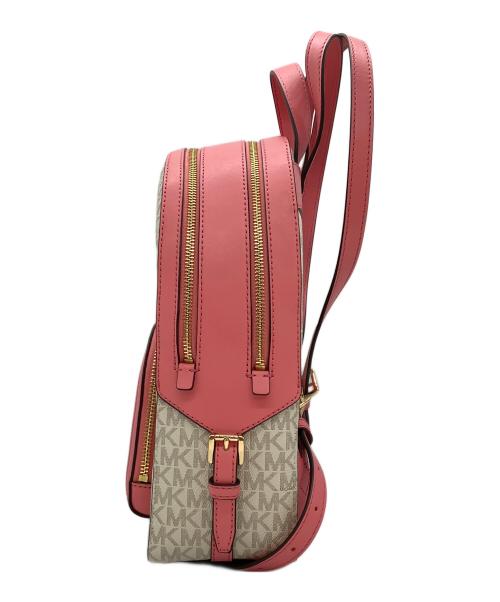 MICHAEL KORS（マイケル・コース）MICHAEL KORS (マイケル・コース) JAYCEE MD ZIP PKT BACKPACK アイボリー×ピンクの古着・服飾アイテム