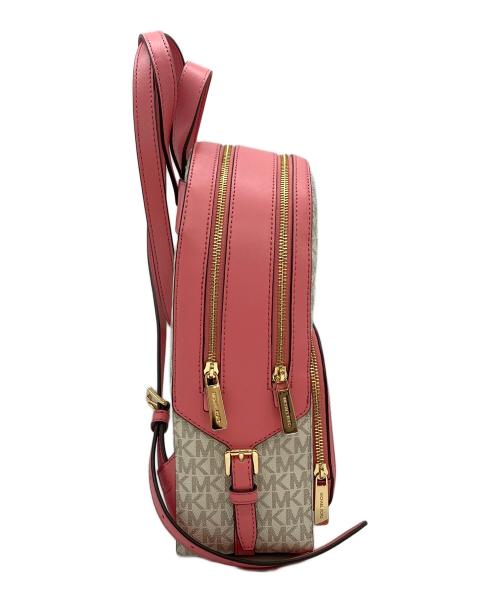 MICHAEL KORS（マイケル・コース）MICHAEL KORS (マイケル・コース) JAYCEE MD ZIP PKT BACKPACK アイボリー×ピンクの古着・服飾アイテム