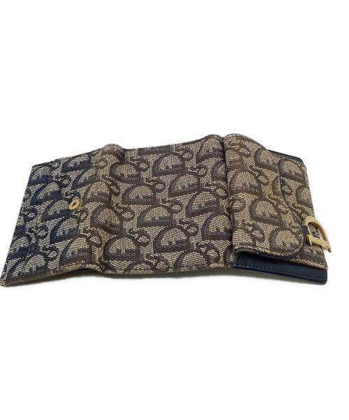 Christian Dior（クリスチャン ディオール）Christian Dior (クリスチャン ディオール) 3つ折り財布 ベージュ×ネイビーの古着・服飾アイテム