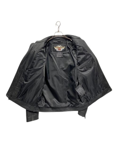 HARLEY-DAVIDSON（ハーレーダビッドソン）HARLEY-DAVIDSON (ハーレーダビッドソン) ライダースジャケット ブラック×イエロー サイズ:Lの古着・服飾アイテム