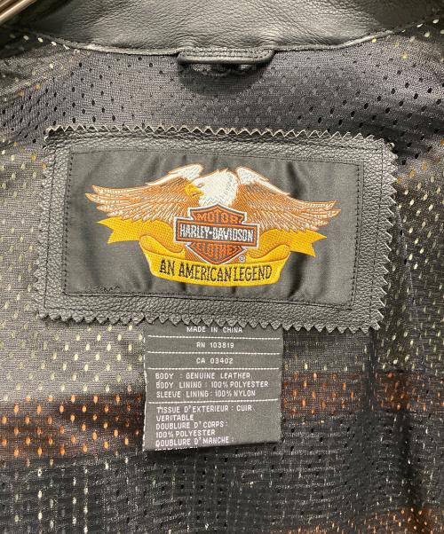 HARLEY-DAVIDSON（ハーレーダビッドソン）HARLEY-DAVIDSON (ハーレーダビッドソン) ライダースジャケット ブラック×ホワイト×オレンジ サイズ:Lの古着・服飾アイテム