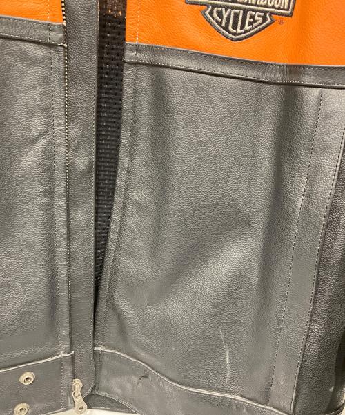 HARLEY-DAVIDSON（ハーレーダビッドソン）HARLEY-DAVIDSON (ハーレーダビッドソン) ライダースジャケット ブラック×ホワイト×オレンジ サイズ:Lの古着・服飾アイテム