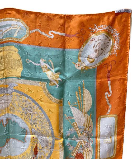 HERMES（エルメス）HERMES (エルメス) スカーフ カレ90 LE GEOGRAPHE オレンジの古着・服飾アイテム