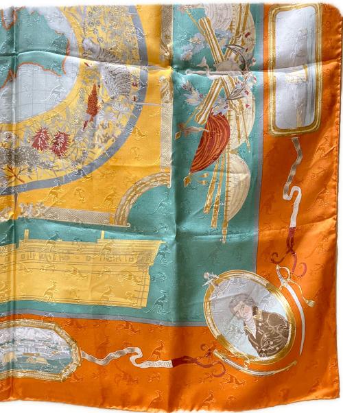 HERMES（エルメス）HERMES (エルメス) スカーフ カレ90 LE GEOGRAPHE オレンジの古着・服飾アイテム