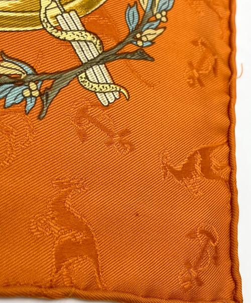 HERMES（エルメス）HERMES (エルメス) スカーフ カレ90 LE GEOGRAPHE オレンジの古着・服飾アイテム