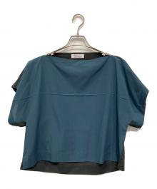 132 5. ISSEY MIYAKE（132 5. イッセイ ミヤケ）の古着「半袖ブラウス」｜ネイビー×ダークグリーン
