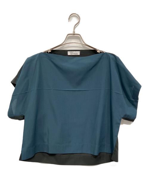 132 5. ISSEY MIYAKE（132 5. イッセイ ミヤケ）132 5. ISSEY MIYAKE (132 5. イッセイ ミヤケ) 半袖ブラウス ネイビー×ダークグリーン サイズ:3の古着・服飾アイテム