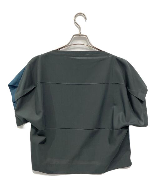 132 5. ISSEY MIYAKE（132 5. イッセイ ミヤケ）132 5. ISSEY MIYAKE (132 5. イッセイ ミヤケ) 半袖ブラウス ネイビー×ダークグリーン サイズ:3の古着・服飾アイテム