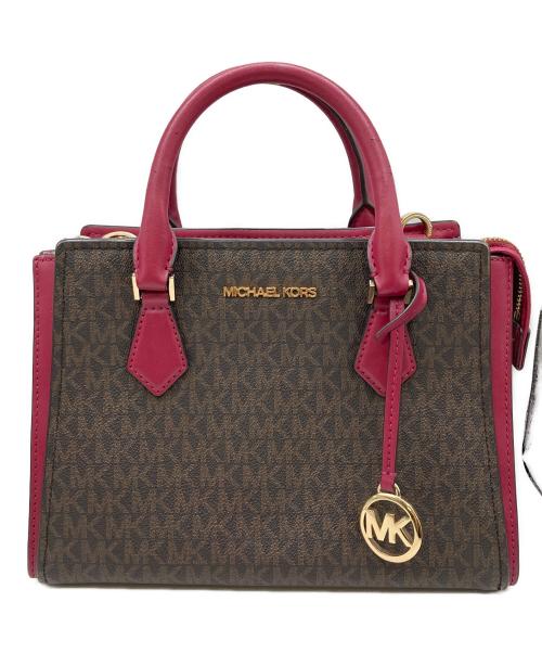 MICHAEL KORS（マイケルコース）MICHAEL KORS (マイケルコース) 2WAYバッグ ブラウン×ピンクの古着・服飾アイテム