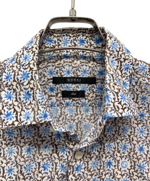 GUCCI（グッチ）GUCCI (グッチ) 長袖シャツ ブルー×ブラウン サイズ:Slimの古着・服飾アイテム