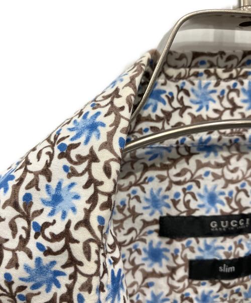 GUCCI（グッチ）GUCCI (グッチ) 長袖シャツ ブルー×ブラウン サイズ:Slimの古着・服飾アイテム