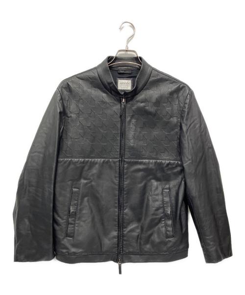ARMANI COLLEZIONI（アルマーニ コレツィオーニ）ARMANI COLLEZIONI (アルマーニ コレツィオーニ) ラムレザージャケット ブラック サイズ:40の古着・服飾アイテム