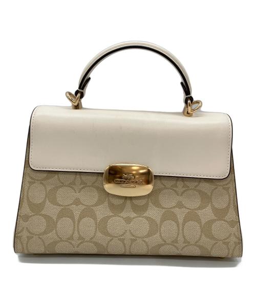 COACH（コーチ）COACH (コーチ) ハンドバッグ ベージュ×アイボリーの古着・服飾アイテム