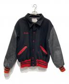 DeLonghiデロンギ）の古着「袖レザースタジャン」｜ブラック×レッド