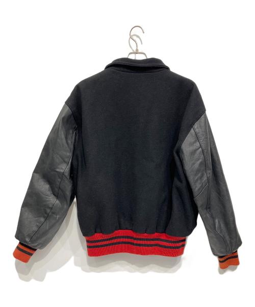 DeLonghi（デロンギ）DeLonghi (デロンギ) 袖レザースタジャン ブラック×レッド サイズ:XLの古着・服飾アイテム