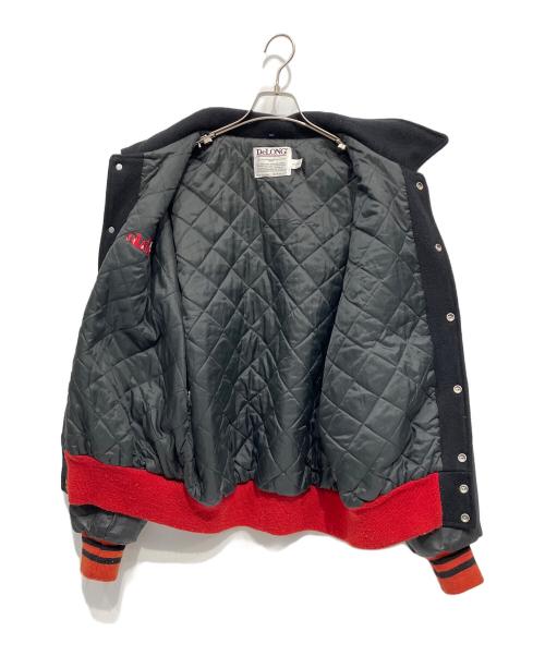 DeLonghi（デロンギ）DeLonghi (デロンギ) 袖レザースタジャン ブラック×レッド サイズ:XLの古着・服飾アイテム