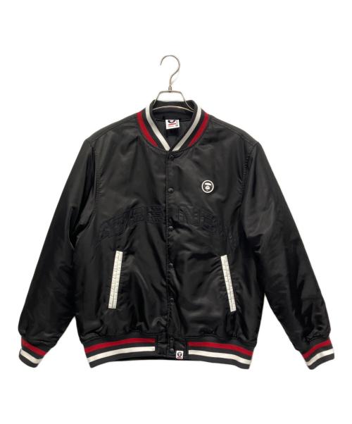 Aape BY A BATHING APE（エーエイプ バイ アベイシングエイプ）Aape BY A BATHING APE (エーエイプ バイ アベイシングエイプ) ベースボールジャケット AAPE NOW moonface logo baseball jacket ブラック サイズ:Mの古着・服飾アイテム