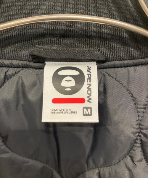Aape BY A BATHING APE（エーエイプ バイ アベイシングエイプ）Aape BY A BATHING APE (エーエイプ バイ アベイシングエイプ) ベースボールジャケット AAPE NOW moonface logo baseball jacket ブラック サイズ:Mの古着・服飾アイテム