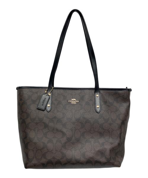 COACH（コーチ）COACH (コーチ) トートバッグ ダークブラウン×ブラックの古着・服飾アイテム