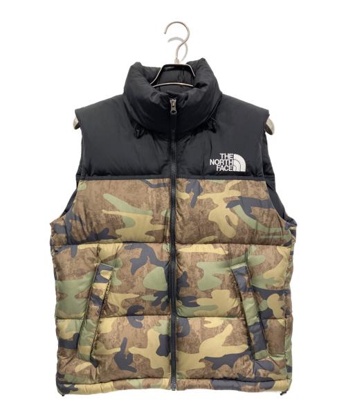 THE NORTH FACE（ザ ノース フェイス）THE NORTH FACE (ザ ノース フェイス) ヌプシベスト ブラック×カーキ サイズ:Sの古着・服飾アイテム
