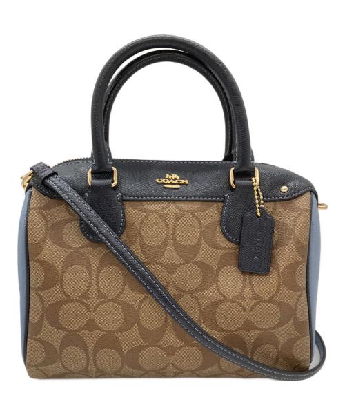 COACH（コーチ）COACH (コーチ) 2WAYバッグ ブラウン×ブルーの古着・服飾アイテム