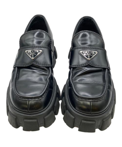 PRADA（プラダ）PRADA (プラダ) モノリス ブラッシュドレザー ローファー ブラック サイズ:8の古着・服飾アイテム