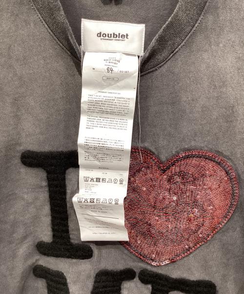 doublet（ダブレット）doublet (ダブレット) 半袖カットソー グレー×レッド サイズ:Mの古着・服飾アイテム