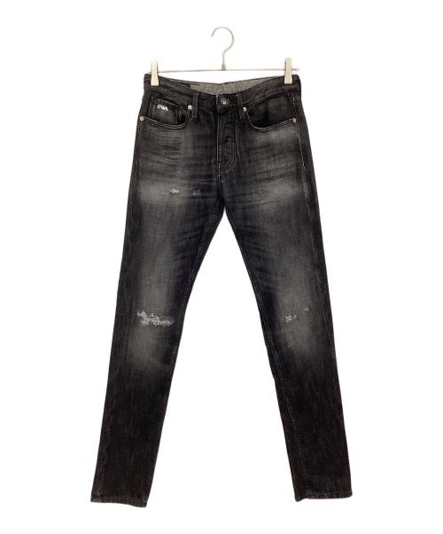 EMPORIO ARMANI（エンポリオアルマーニ）EMPORIO ARMANI (エンポリオアルマーニ) ボタンフライデニムパンツ ブラック サイズ:71㎝（W28）の古着・服飾アイテム